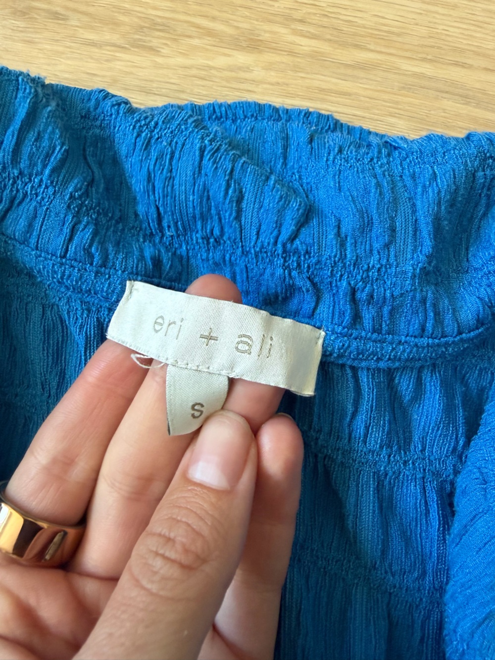 Anthropologie Eri + Ali Textured Short Sleeve Button-Down Shirt - Bright Blue - Picture 2 of 3